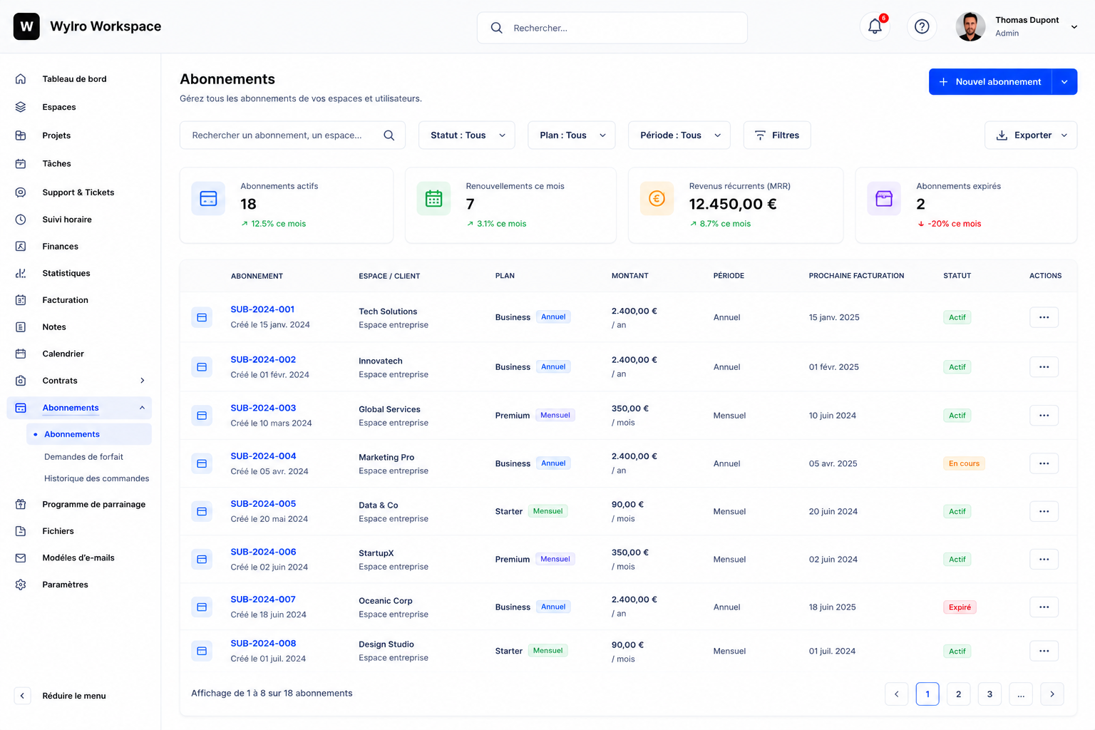 Gestion des abonnements à Charleroi avec Wylro, logiciel de gestion local pour PME en Belgique